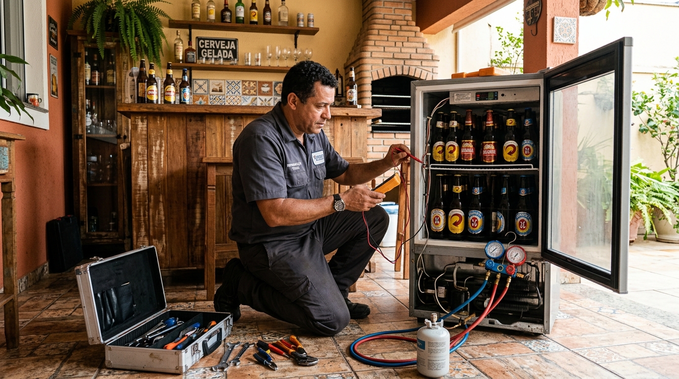 Recarga de gás refrigerante em cervejeira em atendimento em Cuiabá‑MT